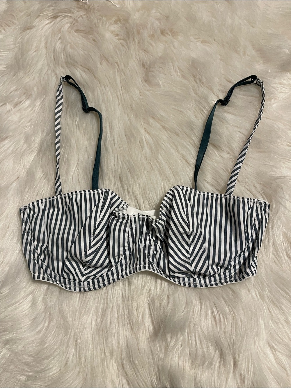 PINK Victoria's Secret Green & White Striped Bra
